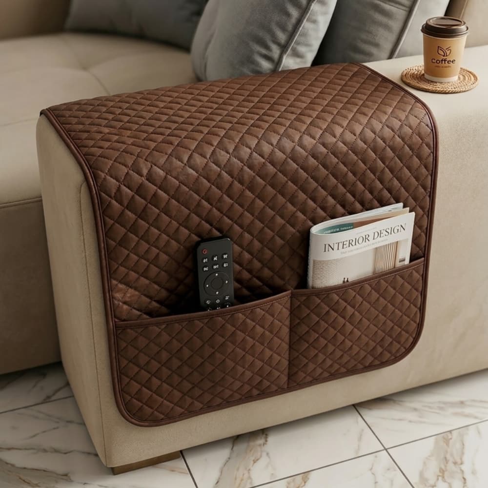 Par Protetor Braço de Sofá Retrátil com Bolsos Porta Objetos Matelado