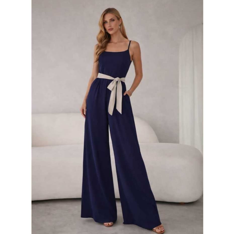 Macacão Viscolinho Feminino Pantalona Longo Soltinho Cintura Ajustável Elegante Moda Feminina  2026