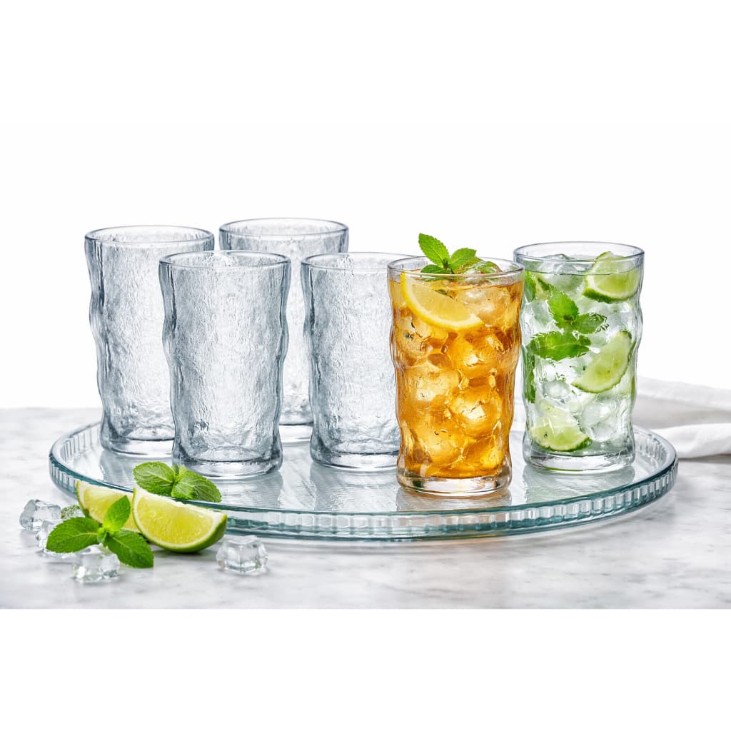 Jogo 6 Copos Vidro Fosco 370ml Texturizado Água Suco Refrigerante – Home Presentes