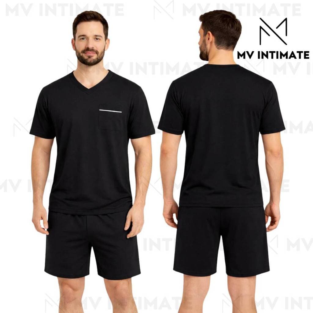 Pijama Masculino em Suede Liso Manga Curta Super Confortável