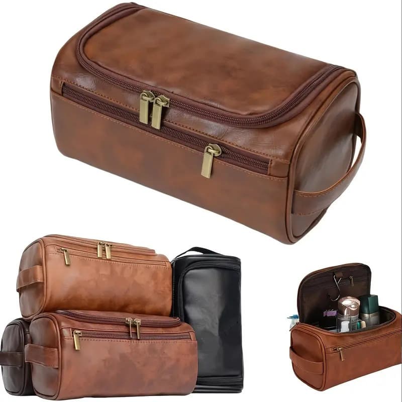 Necessaire Grande Couro Organizadora Impermeável Pendurar Multifuncional Viagem