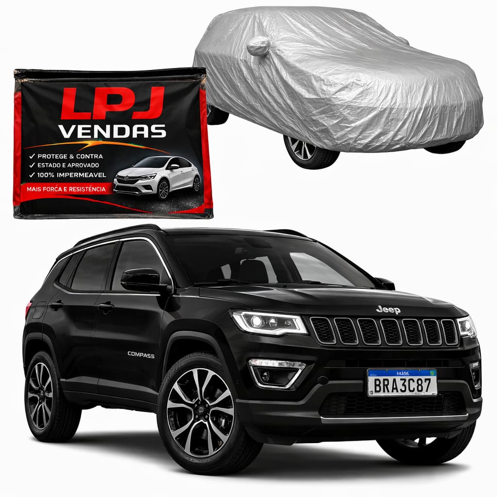 Capa De Cobrir Carro Jeep Compass Com Forro 100% Impermeável Protege Sol Chuva Poeira Anti-UV