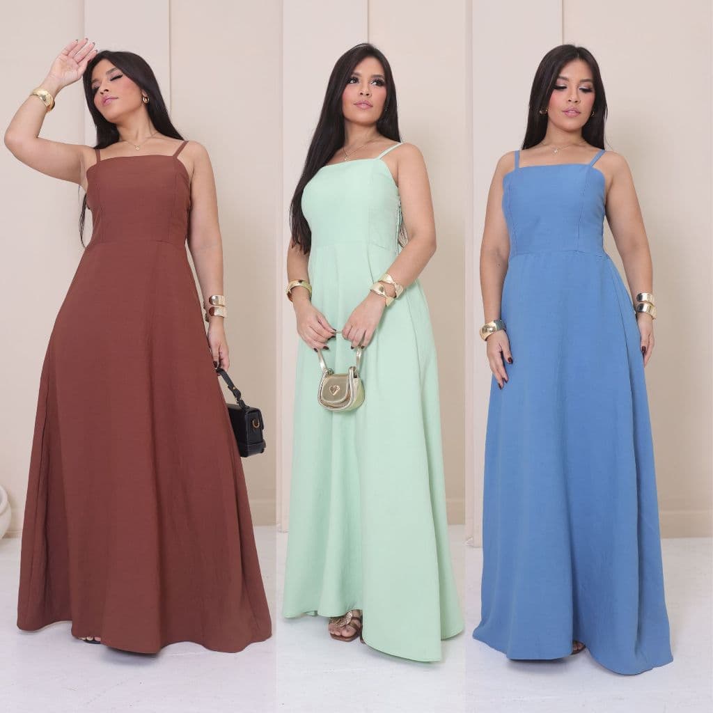 Vestido Longo Femenino En Tecido Sensorial Elegante y Suave
