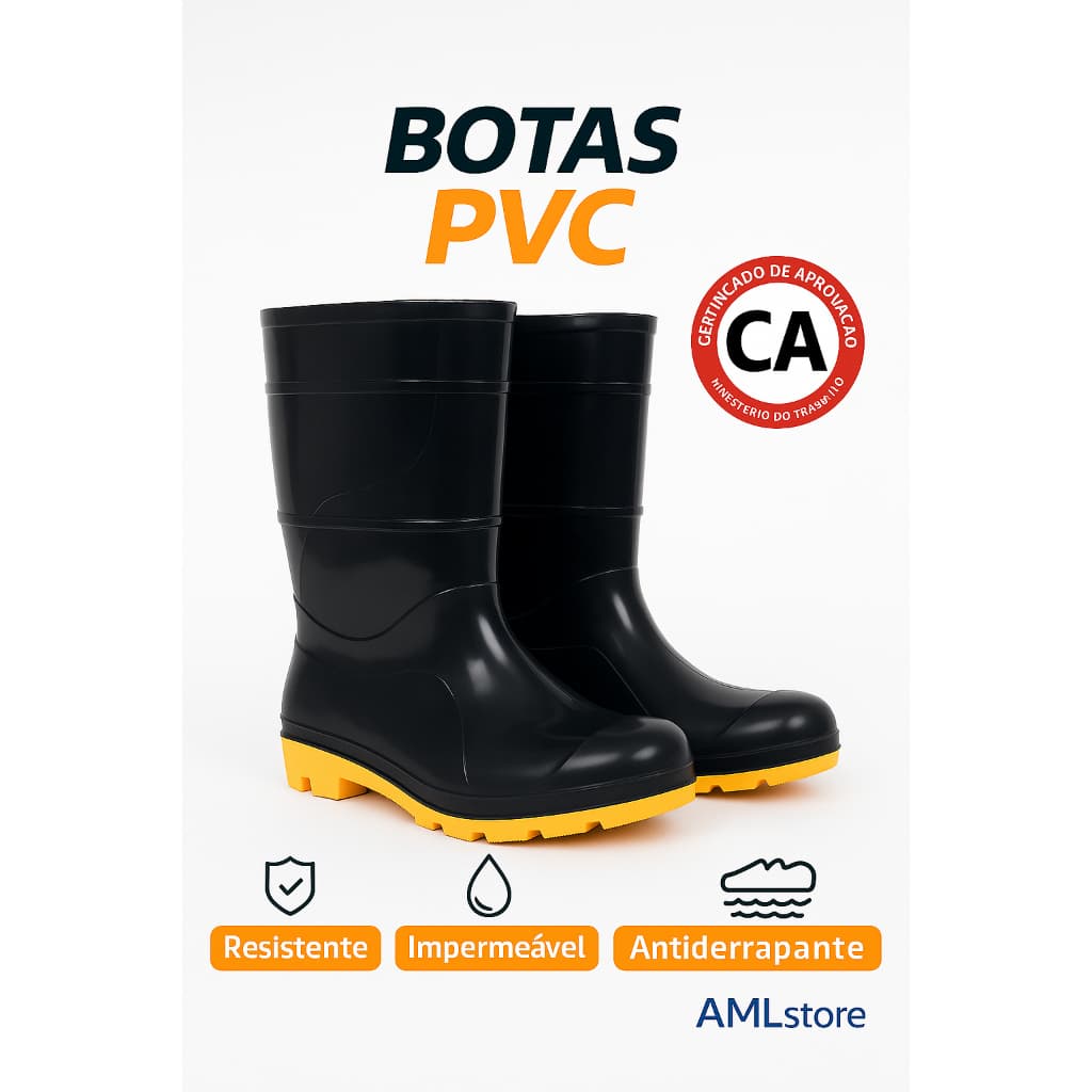 Bota Galocha Anti-chuva PVC Antiderrapante Trabalho Motoboy Impermeavel Envio Rápido