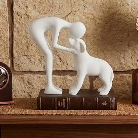 Escultura Cachorro Melhor Amigo Pet Fiel  Decoração Afetiva Minimalista para Nichos e Estantes