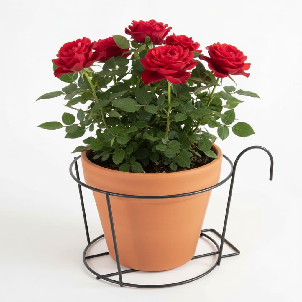 Suporte Para Vaso De Flores E Plantas Aéreo Aramado Azzo Preto/Branca Lisa