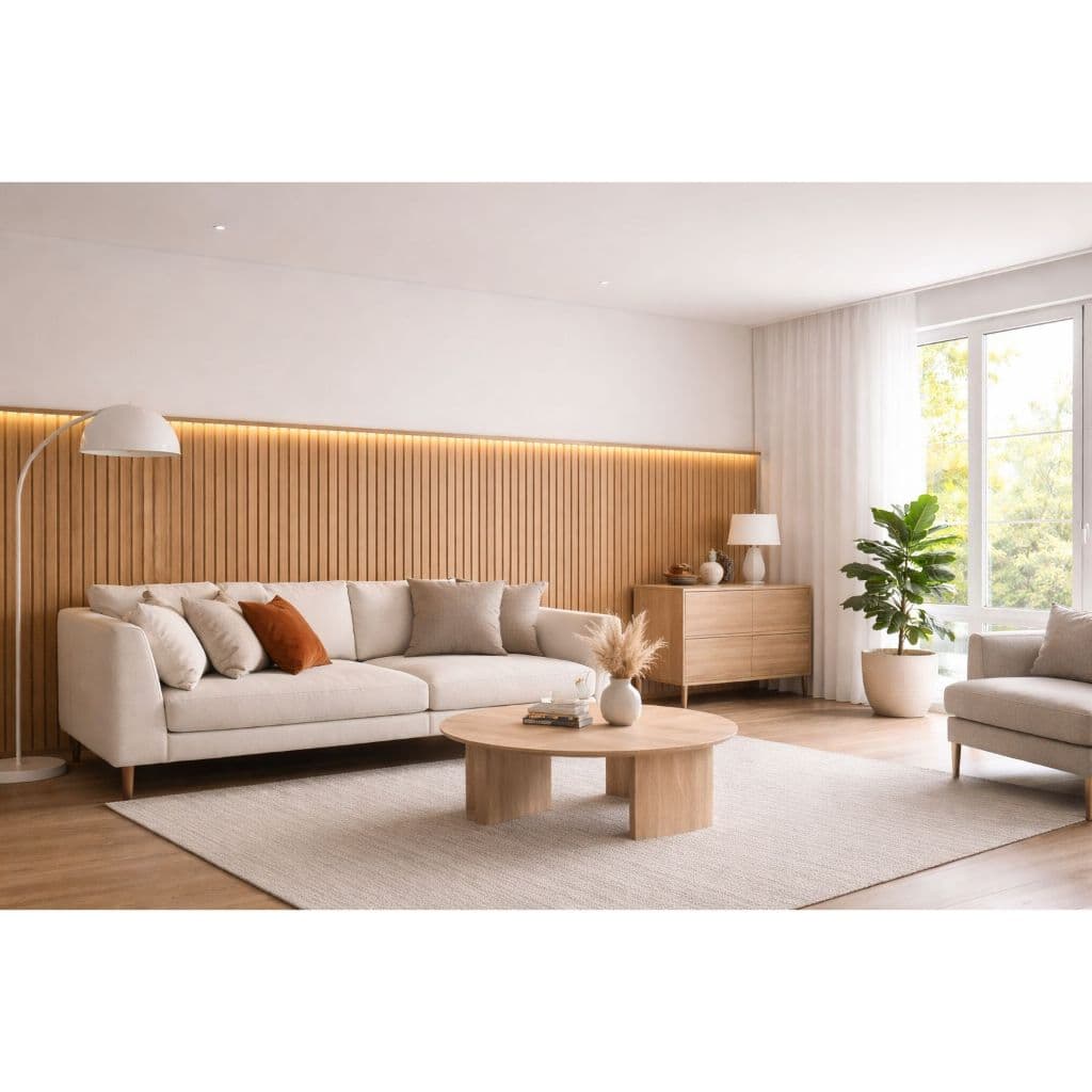 Kit Até 40 Placas Ripado Grande MDF Premium 90x10 Painel Parede Decorativo Autocolante Sala Tv Quarto