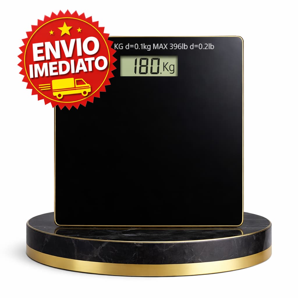 Balança Digital de Vidro Temperado 180 kg Tela Grande, Plataforma Transparente Premium Alta Precisão