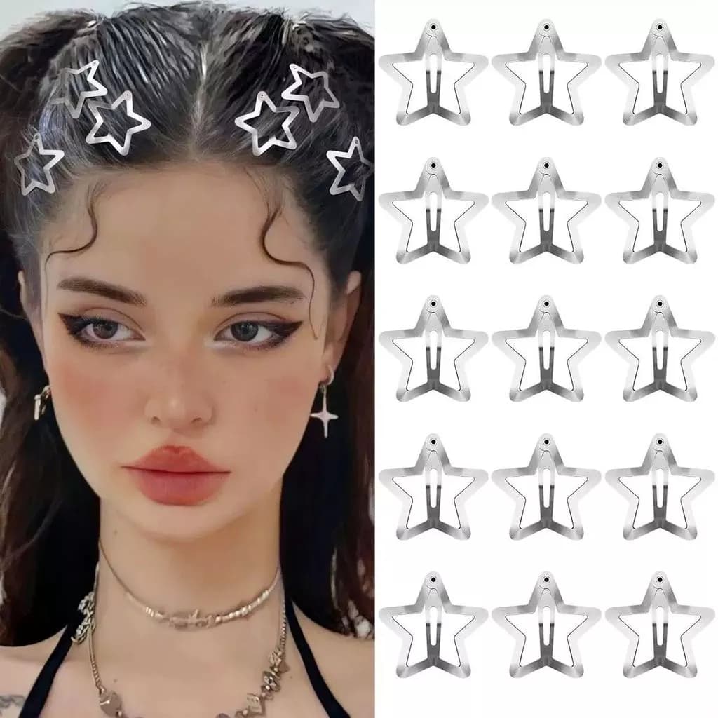 Grampos de Cabelo com Estrela de Metal para Looks modernos