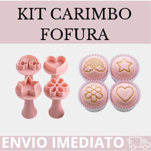 Kit 4 Carimbos Fofura Tema Aniversário Arco-íris Coração Estrela Flor Para Brigadeiro Gourmet Mesversário