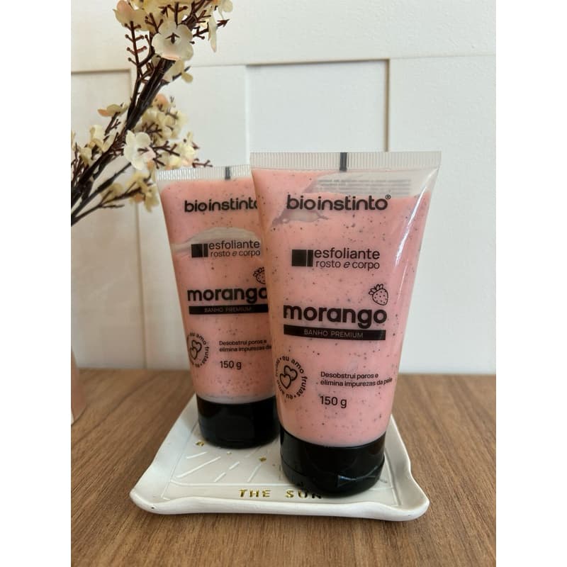 Esfoliante Corporal Bio Instinto Morango 150g Rosto e Corpo Limpeza Profunda Banho Premium