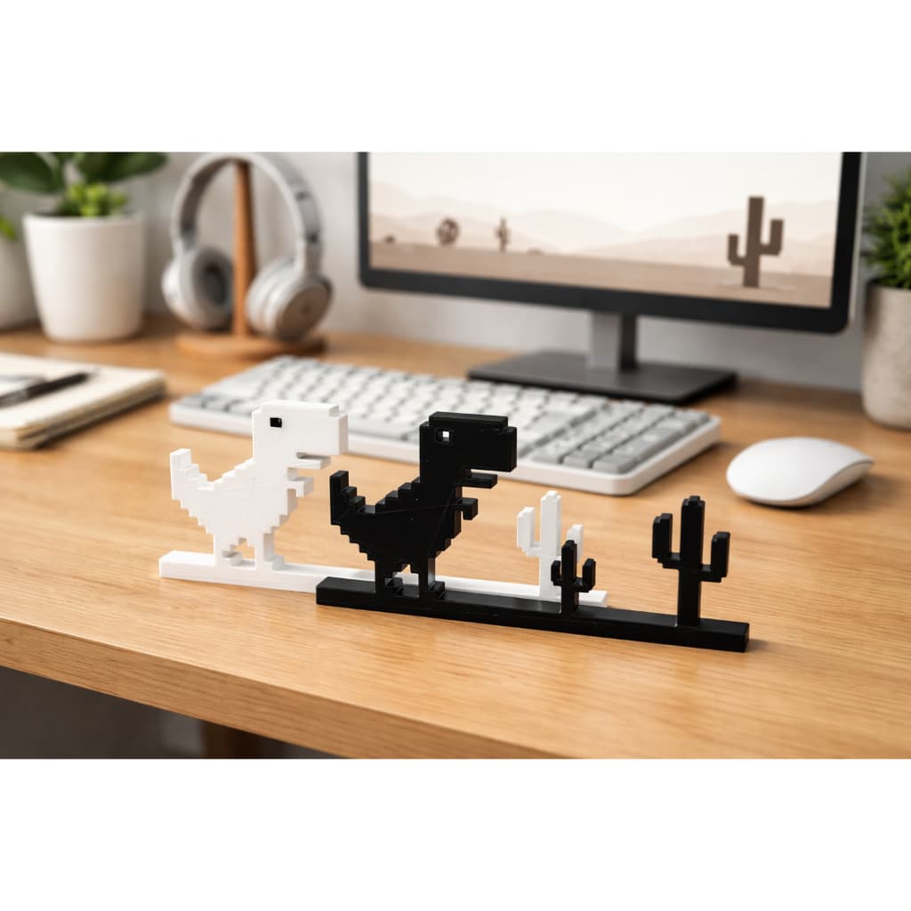Dino Run Decor Setup Gamer | Peça Geek Minimalista  | Presente Criativo| Ideal para Home Office e Mesa