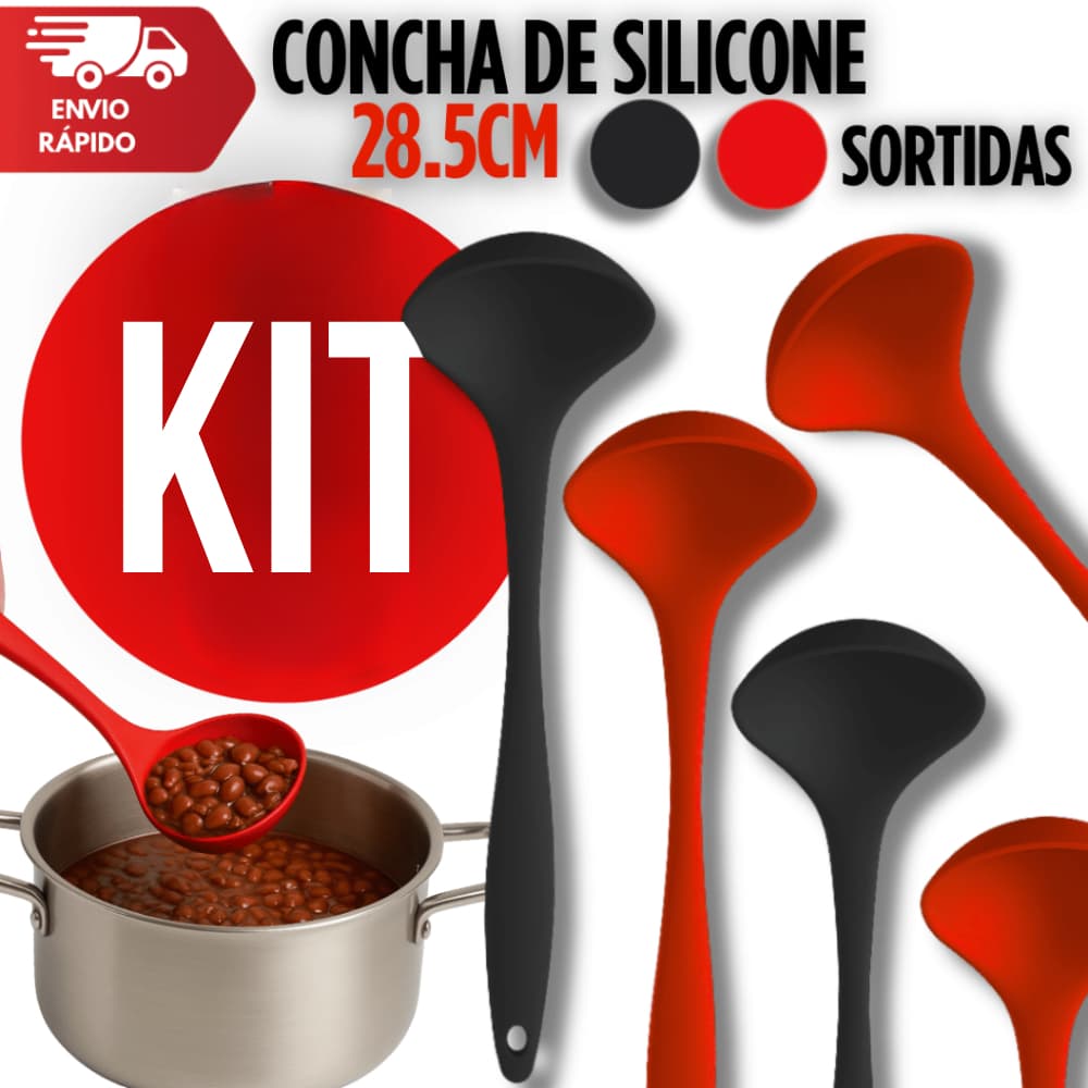 Combo Mini Conchas de Silicone 21,5cm Resistente ao Calor Não Risca Panela Caldo Feijão Multiusos
