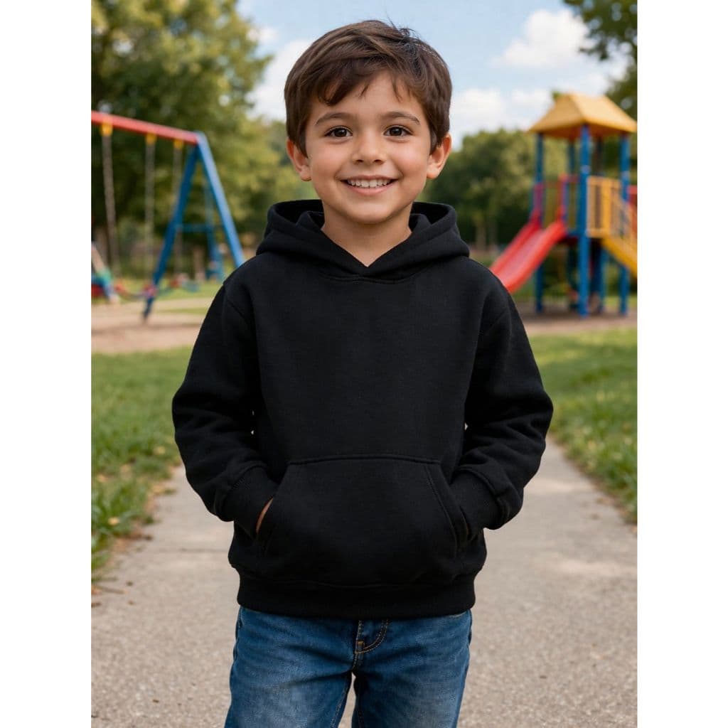 Blusa Moletom Infantil Liso Com Capuz E Bolso Canguru