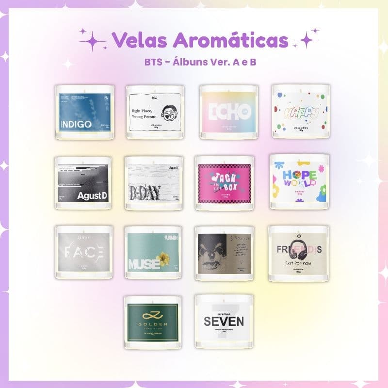 Velas Aromáticas Bangtan Boys Álbuns Solos - Velas aromáticas bts álbuns (LEIA A DESCRIÇÃO)
