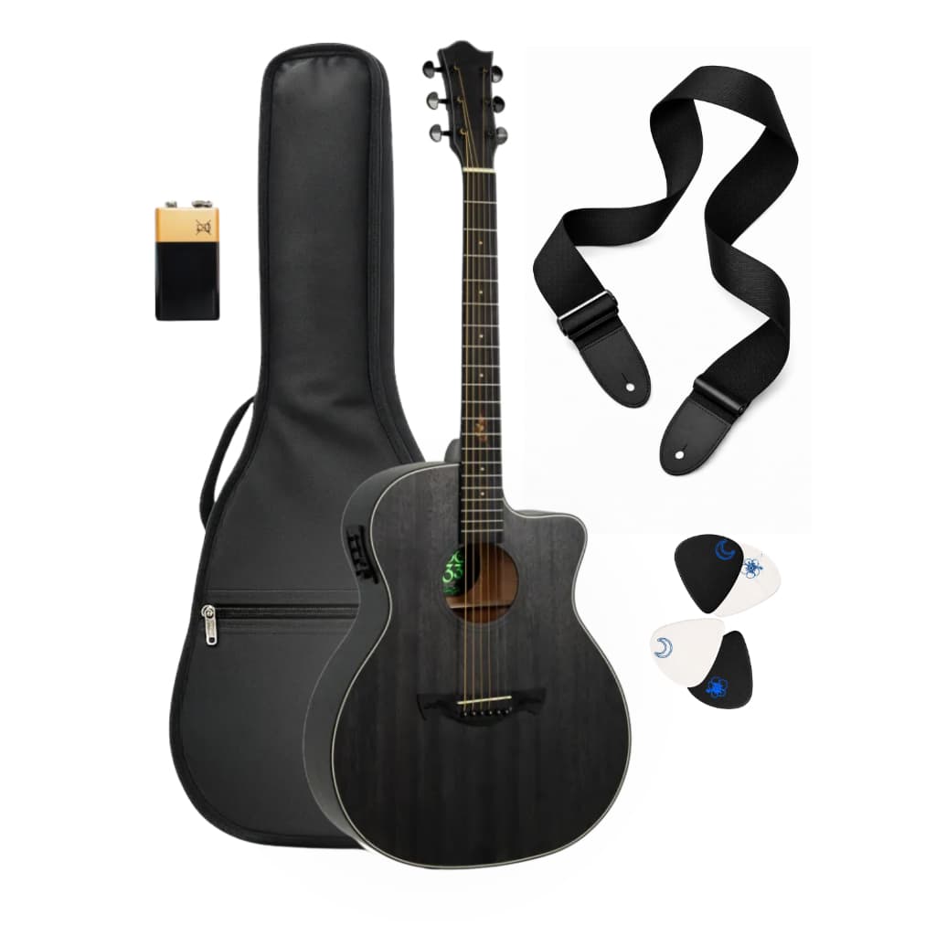 Kit Violão Folk Non-cutaway Okoume Og-33 Black Tagima