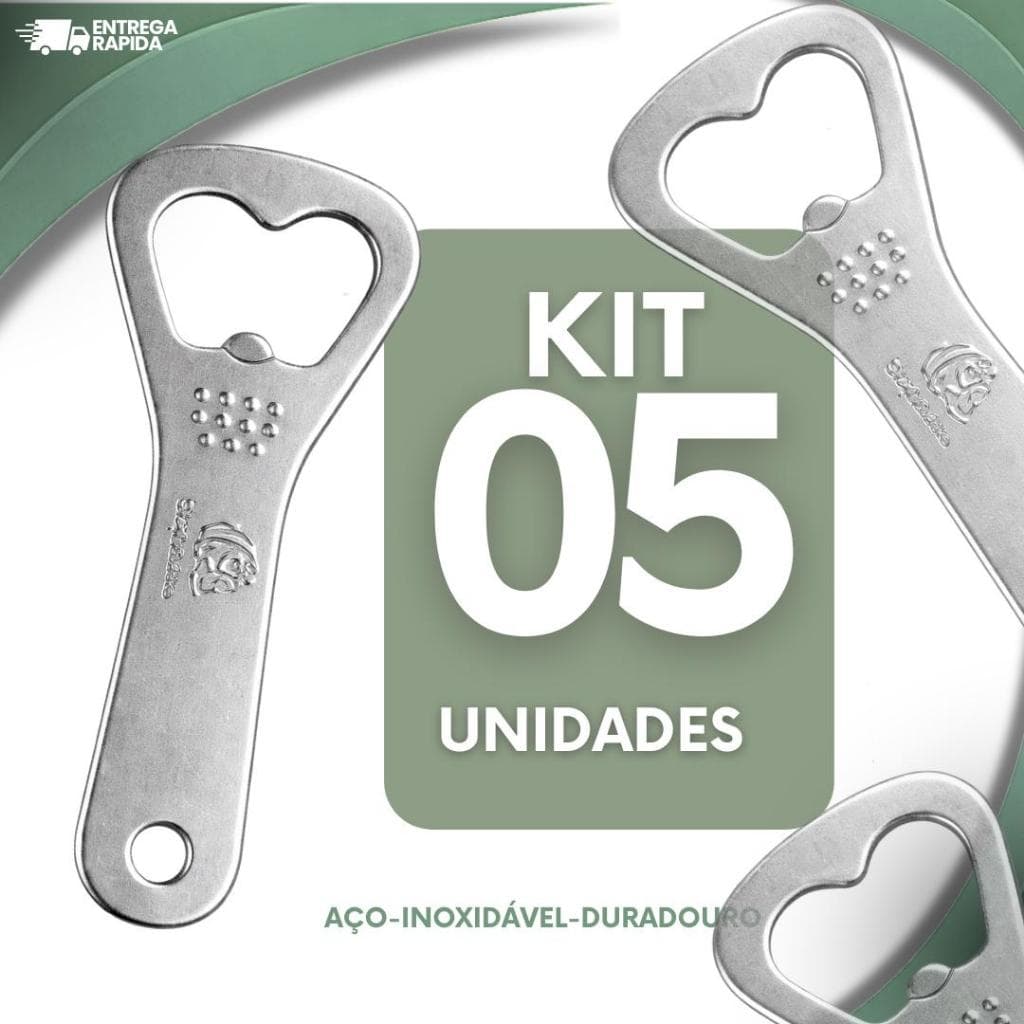 Abridor de Garrafa Inox Resistente Profissional Abridor de Tampa Manual Bar Cozinha Kit 5 Unidades