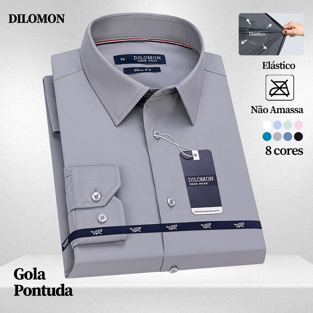 Dilomon Camisa Social Masculina Slim Fit Manga Longa , Blusa Sportlife Não Amassa Roupa do Brasil
