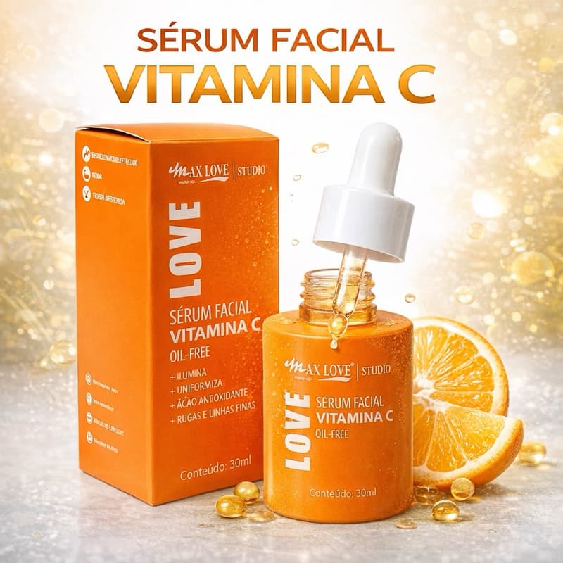 Sérum Facial Vitamina C 10 em 1 Max Love Antioxidantes Hidratação Cuidados com a Pele Envio Rápido