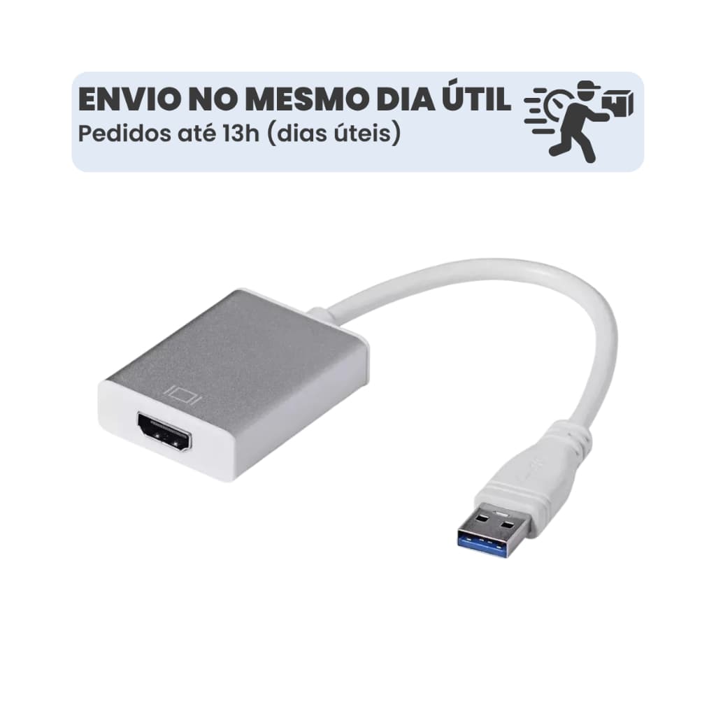 Adaptador Conversor USB 3.0 Macho para HDMI Fêmea Full HD 1080