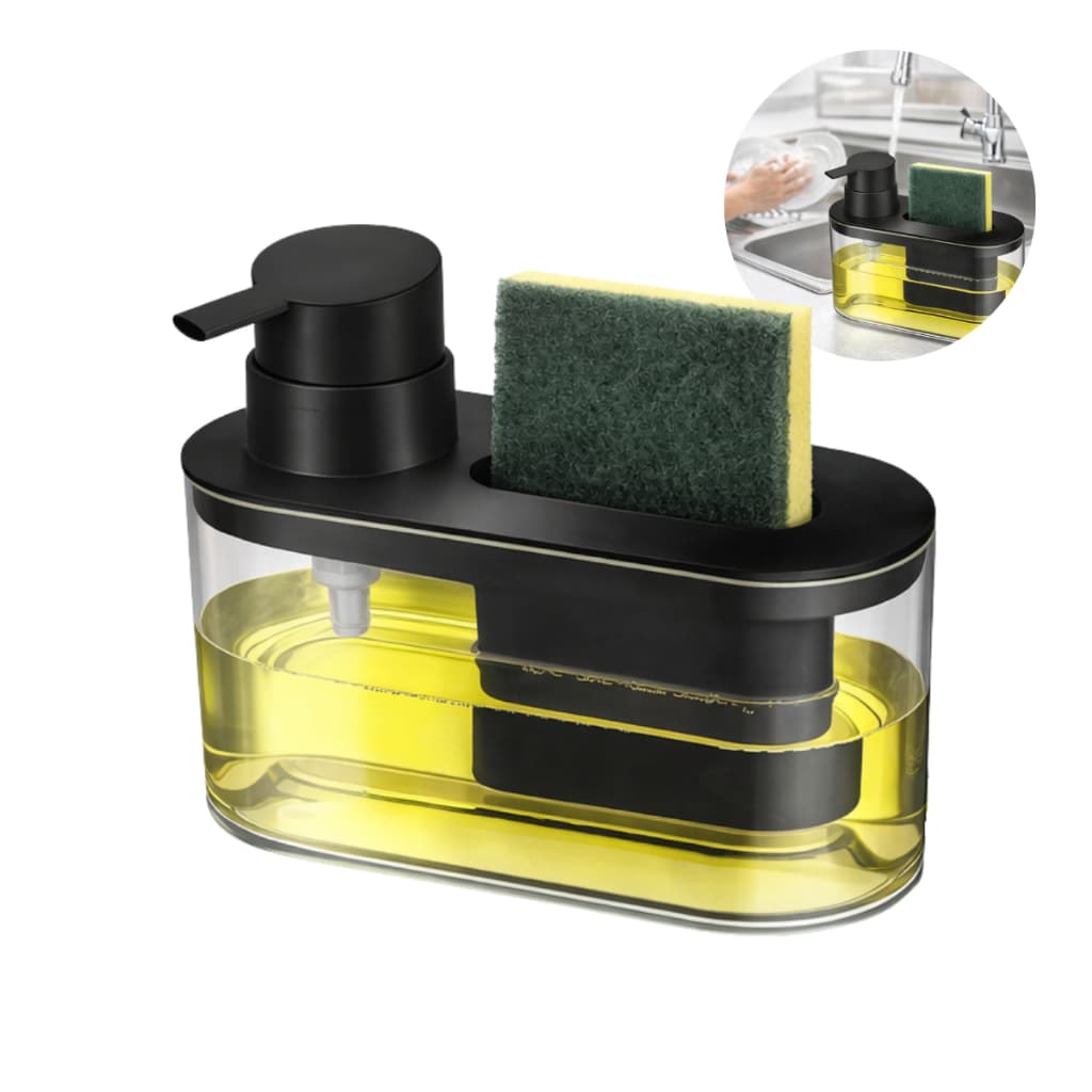 Dispenser e Porta Bucha para Detergente Organizador de Cozinha Arthi Preto
