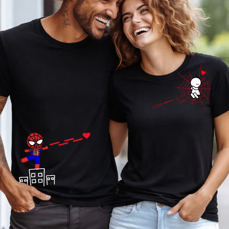 kit camisetas casal  homem aranha, camisieta de algodão, blusa namorados estilosa presente