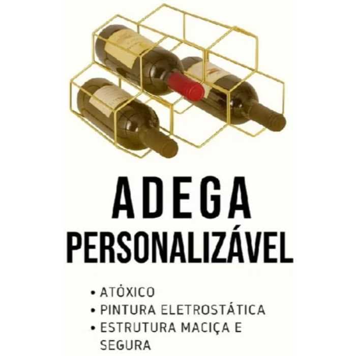 Adega Suporte 5 Porta Garrafas Decoração Colmeia de Mesa para Vinhos Moderna Preta Mini Bar.