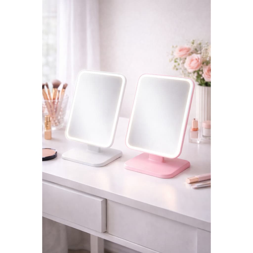 Espelho Compacto Mesa Ajustável Iluminação Pratico Portátil Conforto Beleza