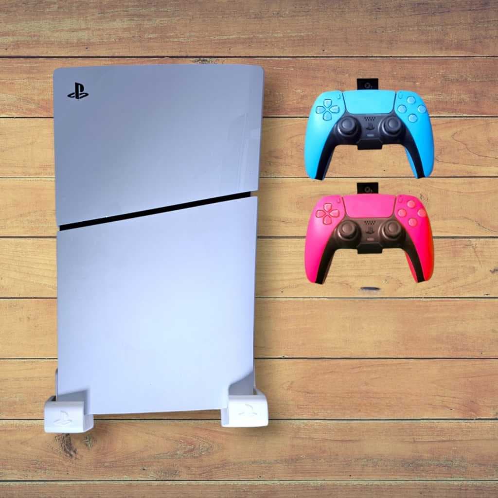 Kit Suporte de parede Para Ps5 Slim Digital  + 2 Suportes Para Controle