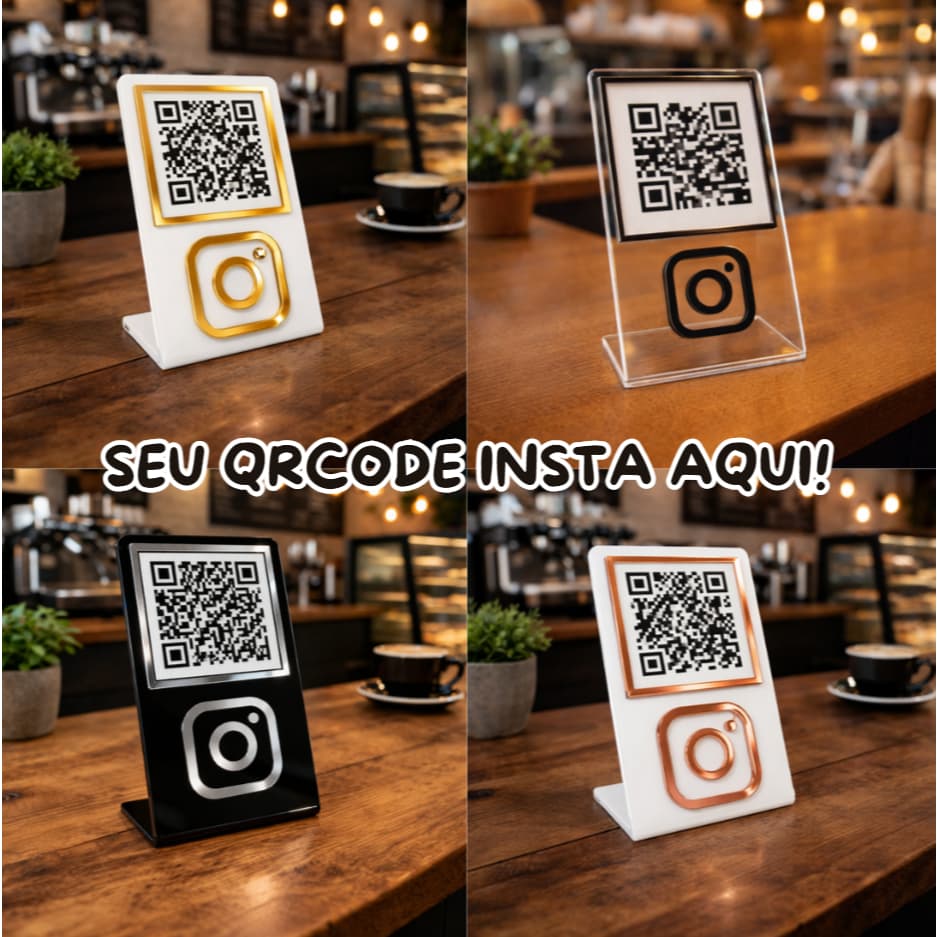 Placa PARA QRCODE de ACRÍLICO INSTAGRAM - Várias Cores! Rose, Dourado, Prateado e muito MAIS!