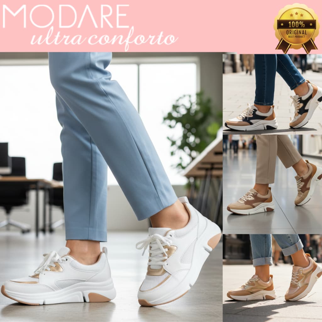 Tênis Feminino Modare Ultraconforto Casual Ortopédico Macio Dia a Dia Caminhada,Trabalho Confortável Original
