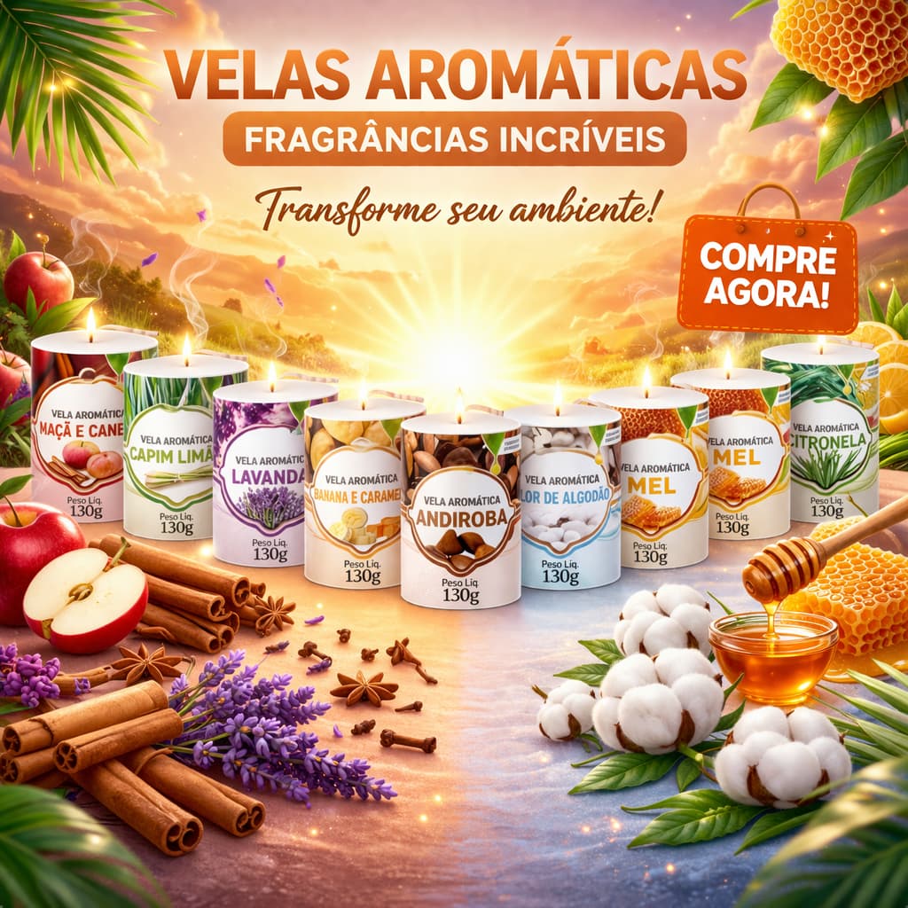 Kit 3 Vela Aromática Perfumada Cheirosa Decorativa 130g 72 horas Diversos Aromas