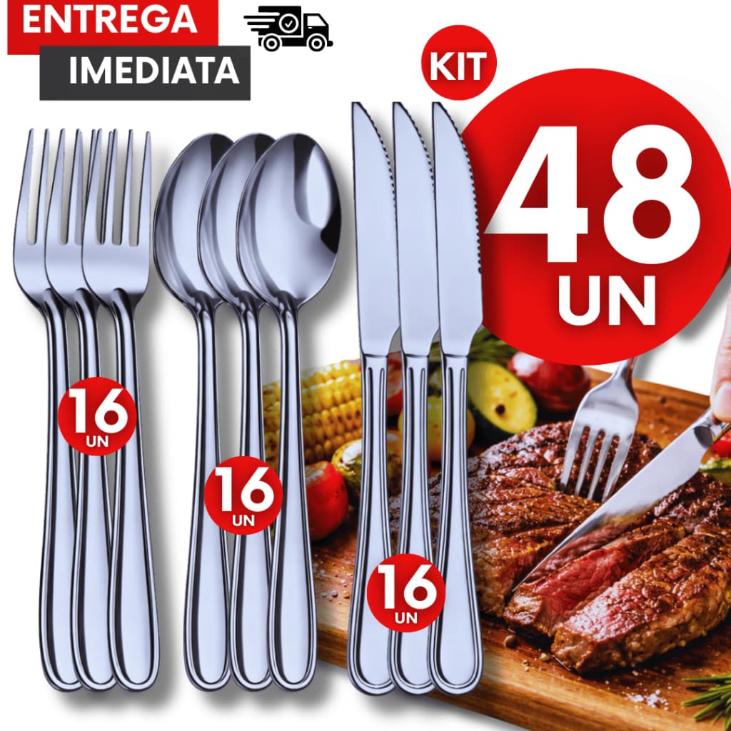 Kit Facas Colher Garfos Aço Inox Cozinha Casa Restaurante Buffet Bar Talher Qualidade Utensílios