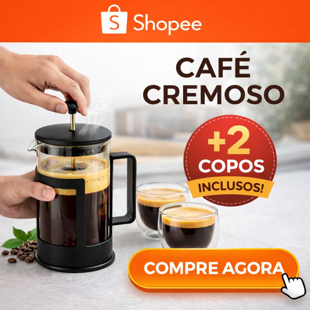 Kit Cafeteira Francesa 300ml Prensa Francesa Café Gourmet + Copos Vidro Térmico 90ml