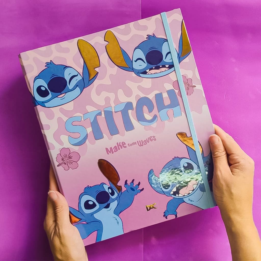 Fichário Universitário A4 Stitch DAC Caderno Argolado com Folhas Organizador Escolar