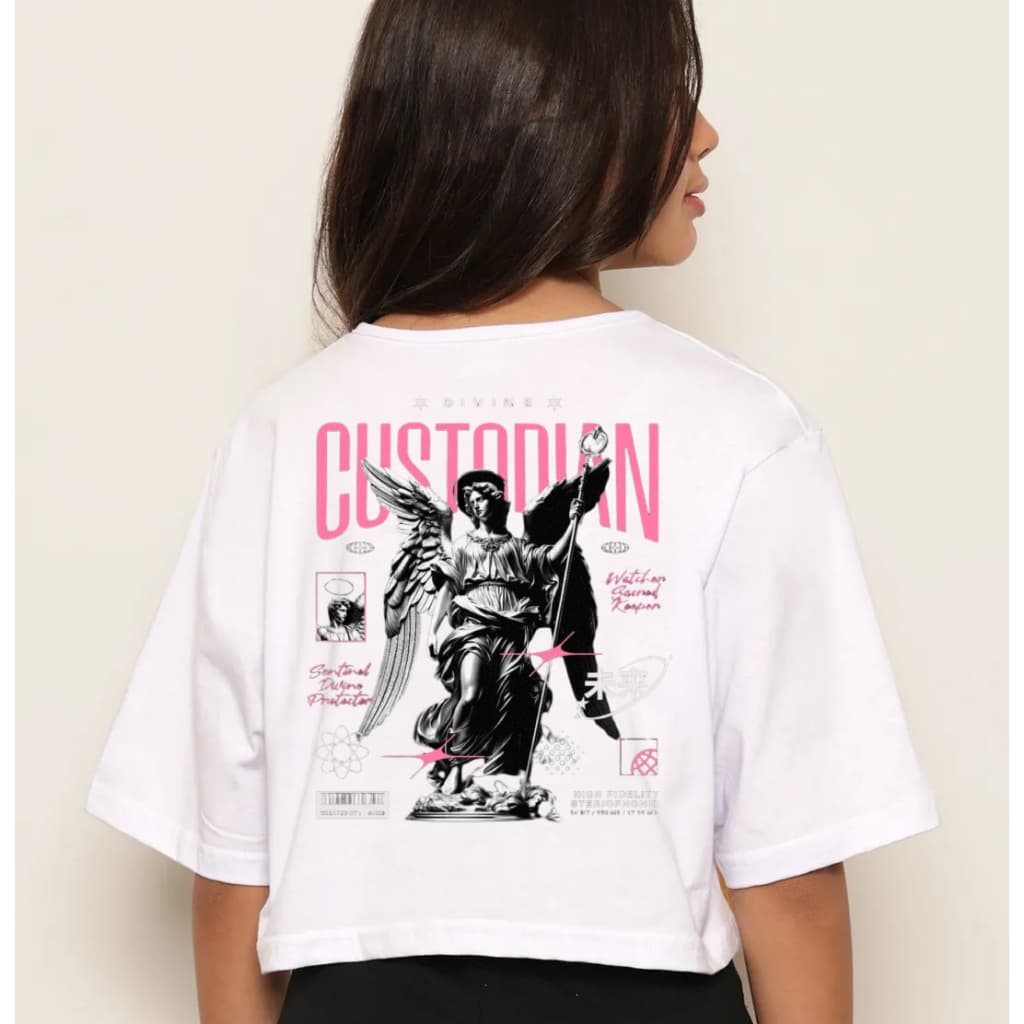 Cropped Feminino Oversized Estampado Moda Feminina Blusa Manga Comprida Streetwear