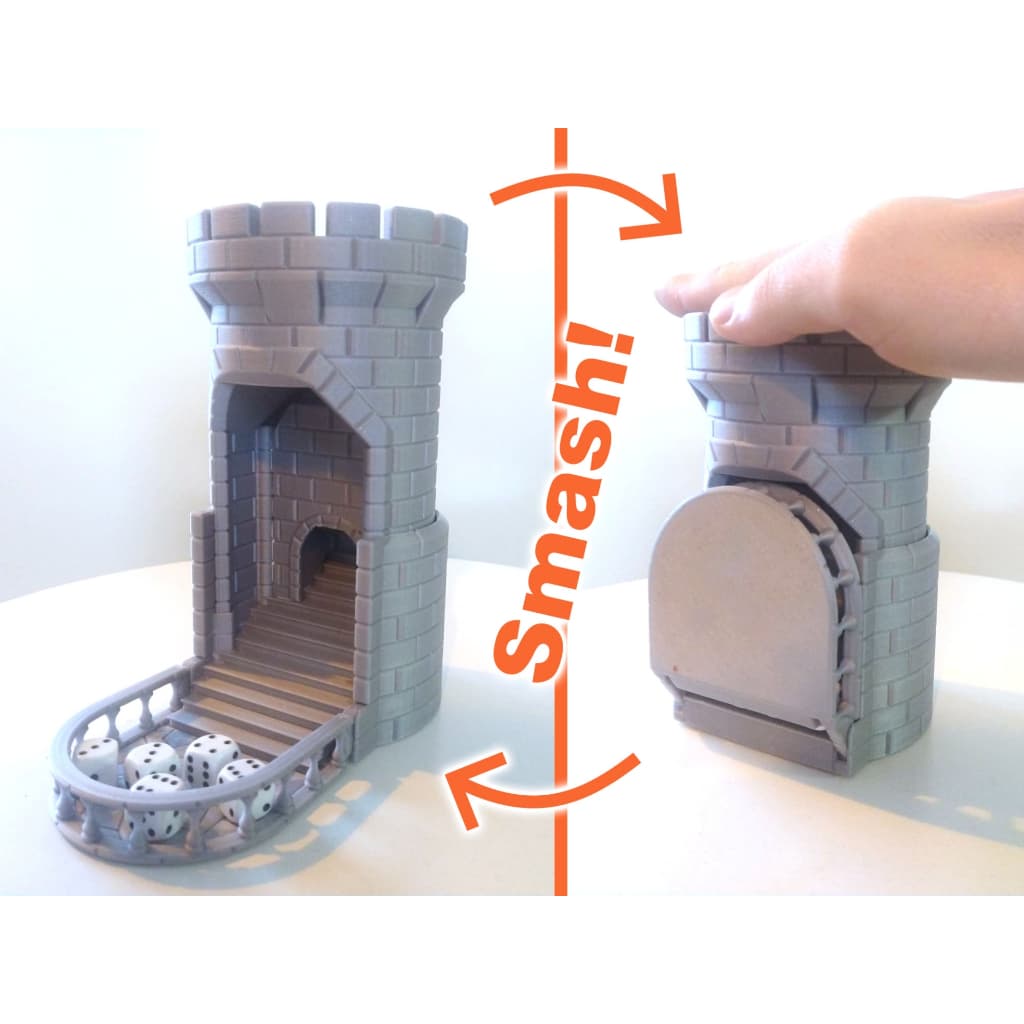 Torre de Dados RPG Medieval com Mecanismo (Dice Tower) – Porta Dados Decorativo