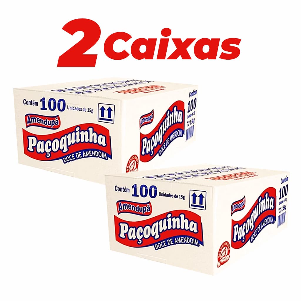 KIT 2 PAÇOCA AMENDUPA PAÇOQUINHA EMBRULHADA COM 100 UNI