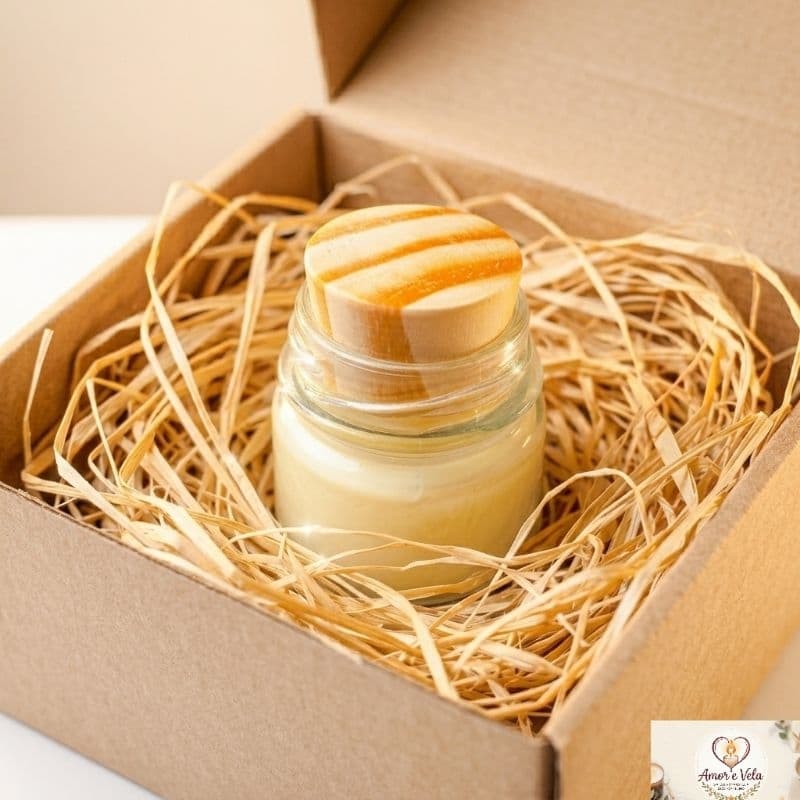 Kit Mini Vela Artesanal Aromática 40g, Lembrancinha Presente, Vela decoratica- Velas + Caixinha de presente já pronta.