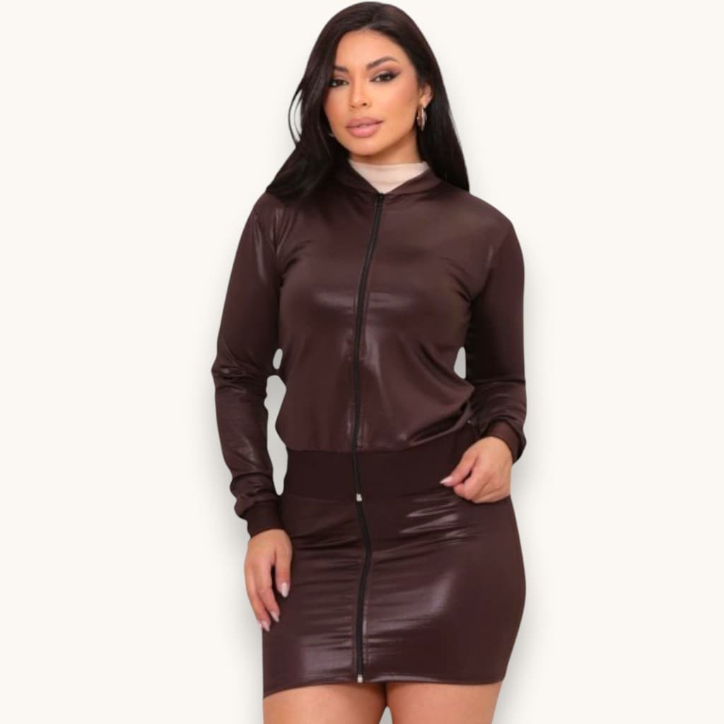 Jaqueta Bomber Cirre Feminina Couro Fake