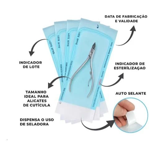Papel de Esterilização Autosselante 9x23cm para Autoclave 40 unidades