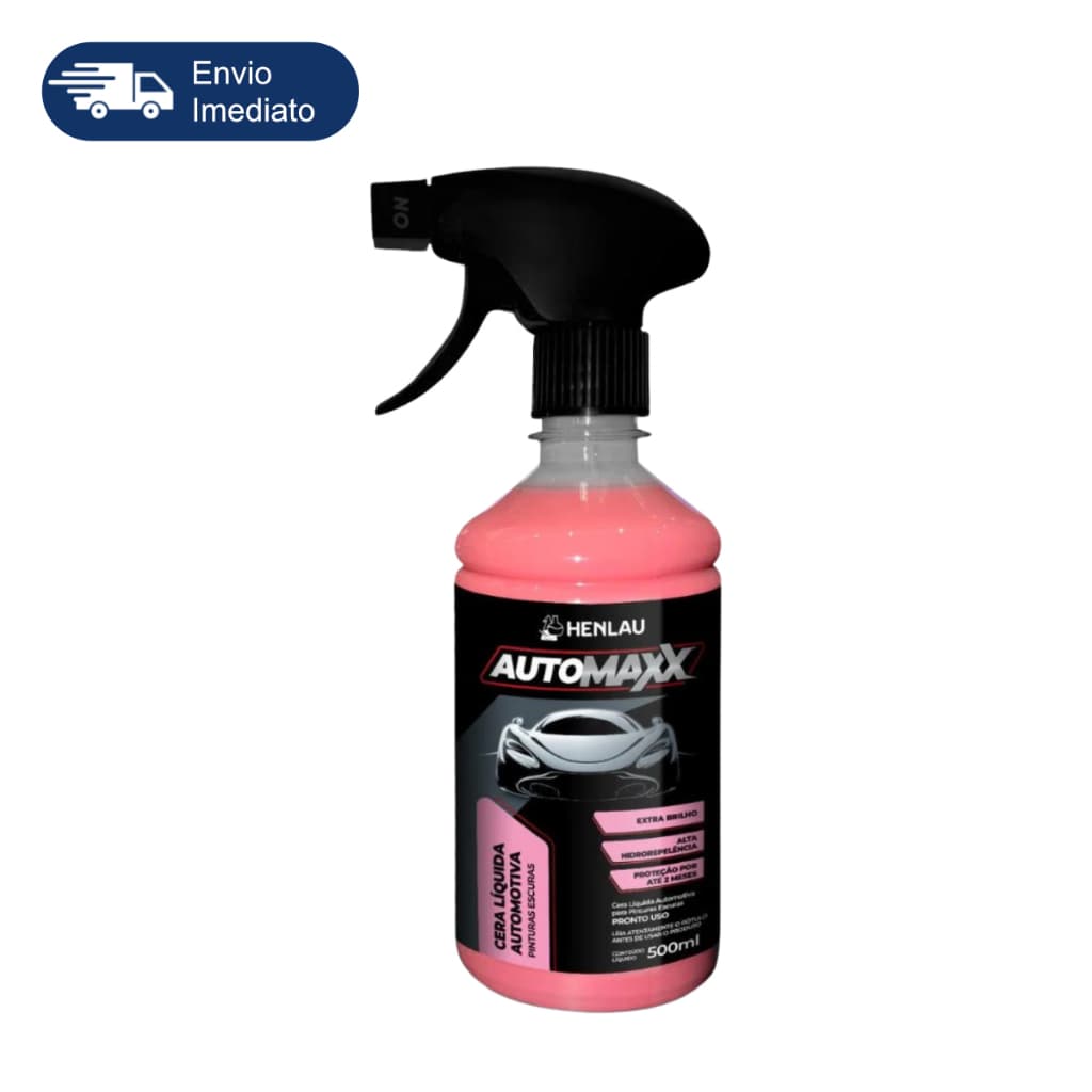 Cera Liquida Automotiva Para Carros Pretos e Pintura Escura 500ml Automaxx Realça Brilho Tira Risco