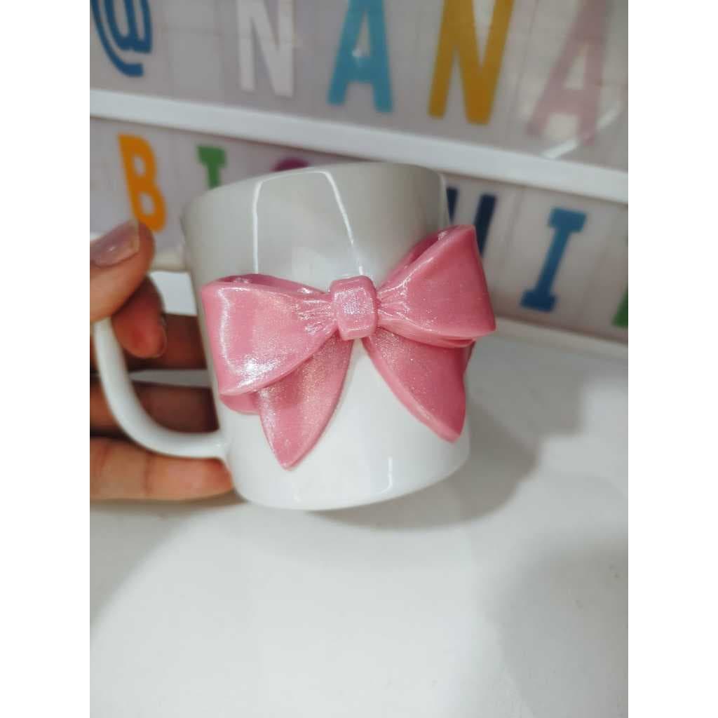Caneca porcelana personalizada, caneca laço