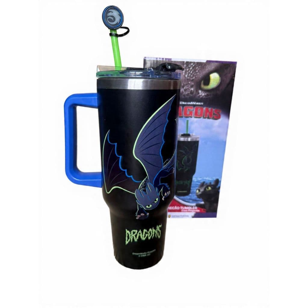 Canecão Térmico Tumblr C/Pingente Garfield Princesas Minnions Dragons - Banguela 1.15L Oficial ZC