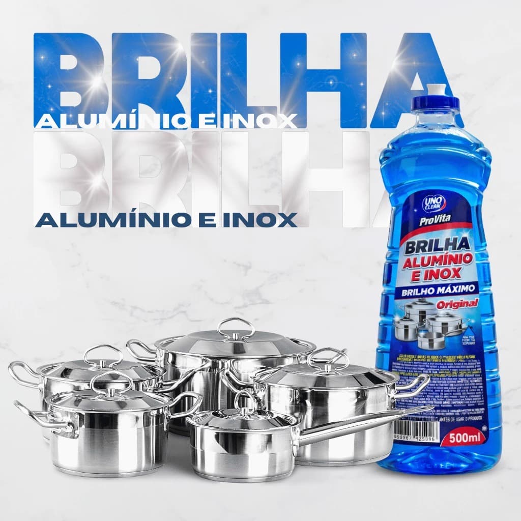 Brilha Alumínio e Inox Provita Limpa Brilho Intenso Remove Crostas e Manchas Difíceis Panela Fogao