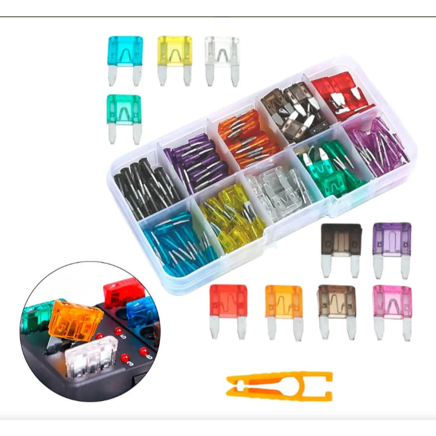 Conjunto 120 Mini Fusíveis Carro Moto Com Caixa E Pinça