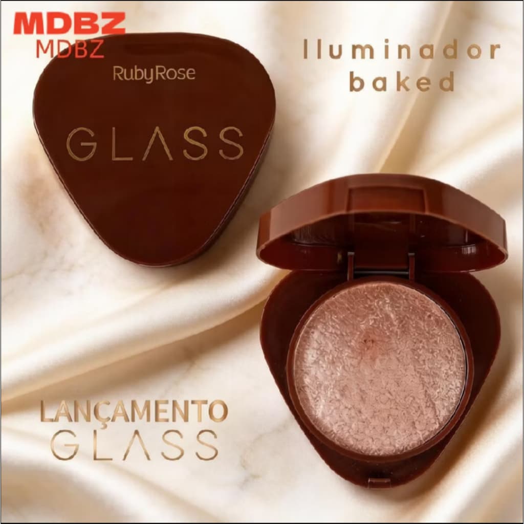 Iluminador Baked Glass Ruby Rose Glow Natural Alta Pigmentação