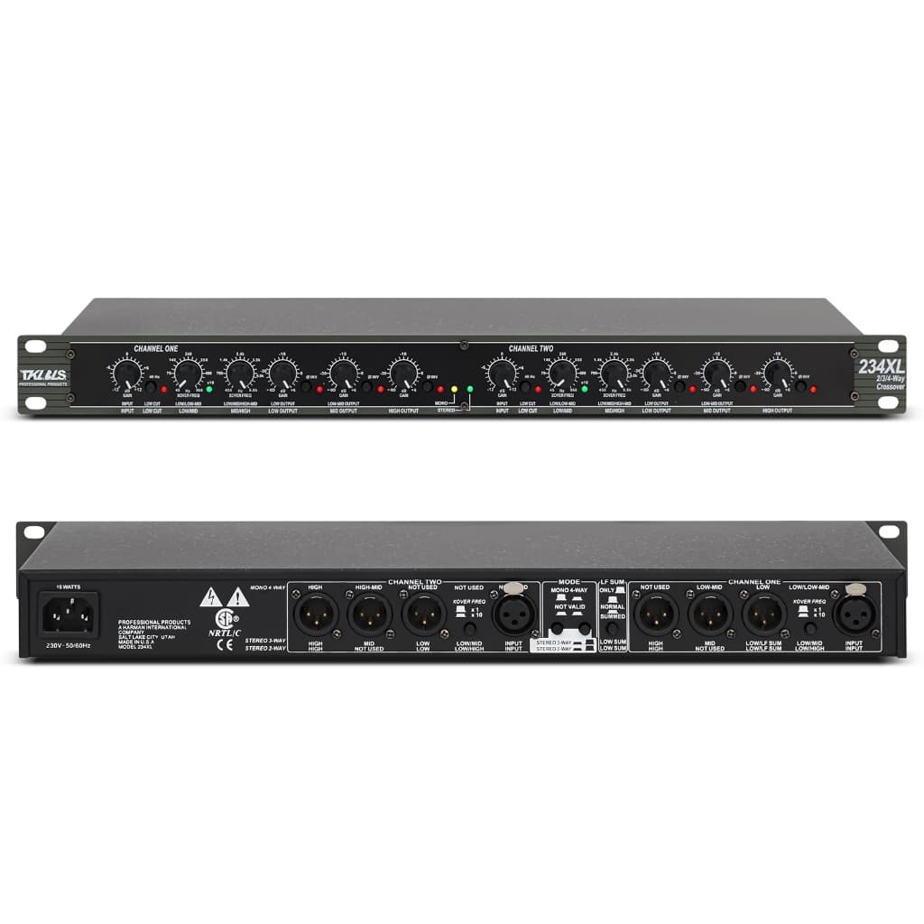 TKLBLS Crossover Analógico 234XL 3 Vias Estéreo Pro para Rack 19