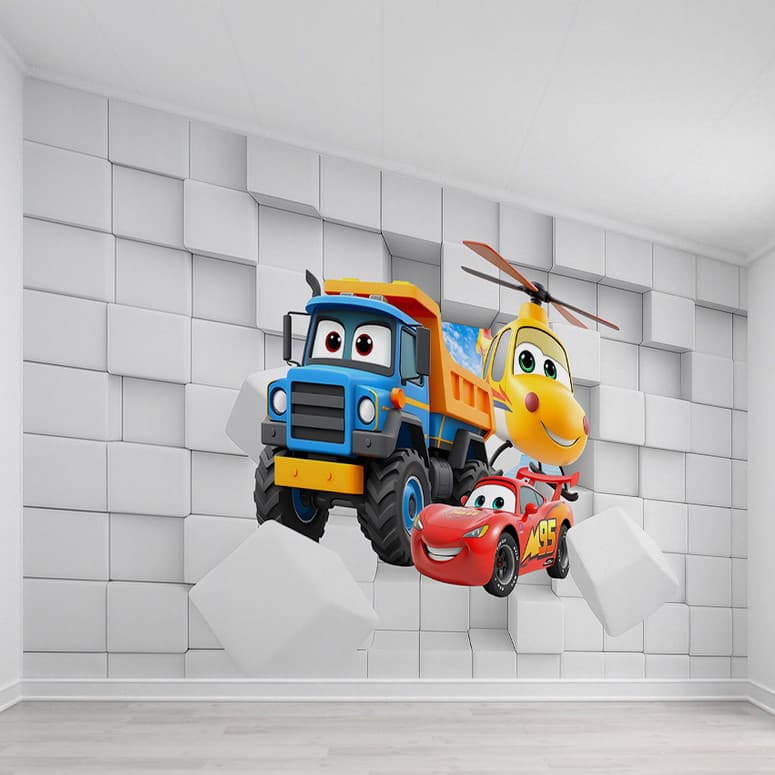 Papel de Parede Adesivo Carros Disney Relampago Macqueen  Personalizado M² PAREDE TODA