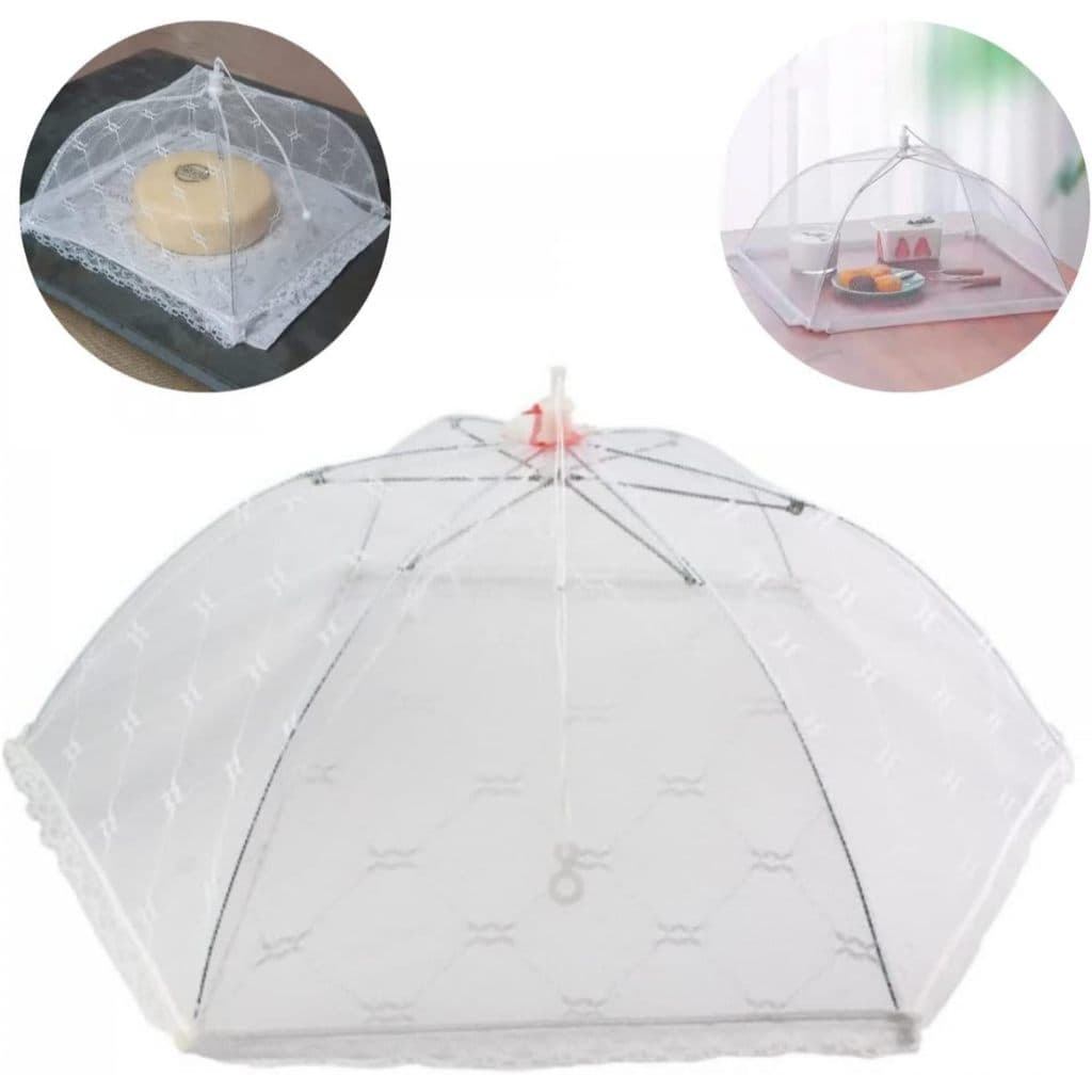 Tela Protetora Alimentos 53cm Retrátil Anti Moscas Dobrável Tipo Guarda-Chuva